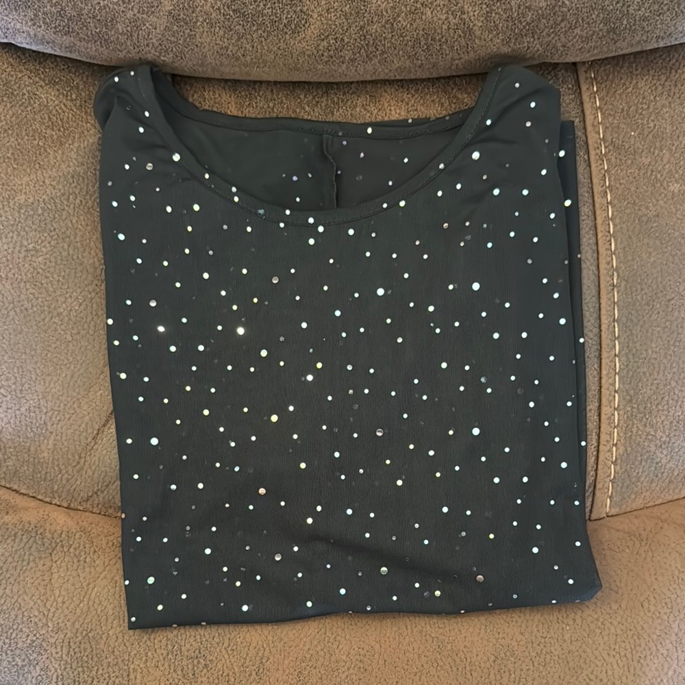 Elegant Black Blouse with Silver Accents